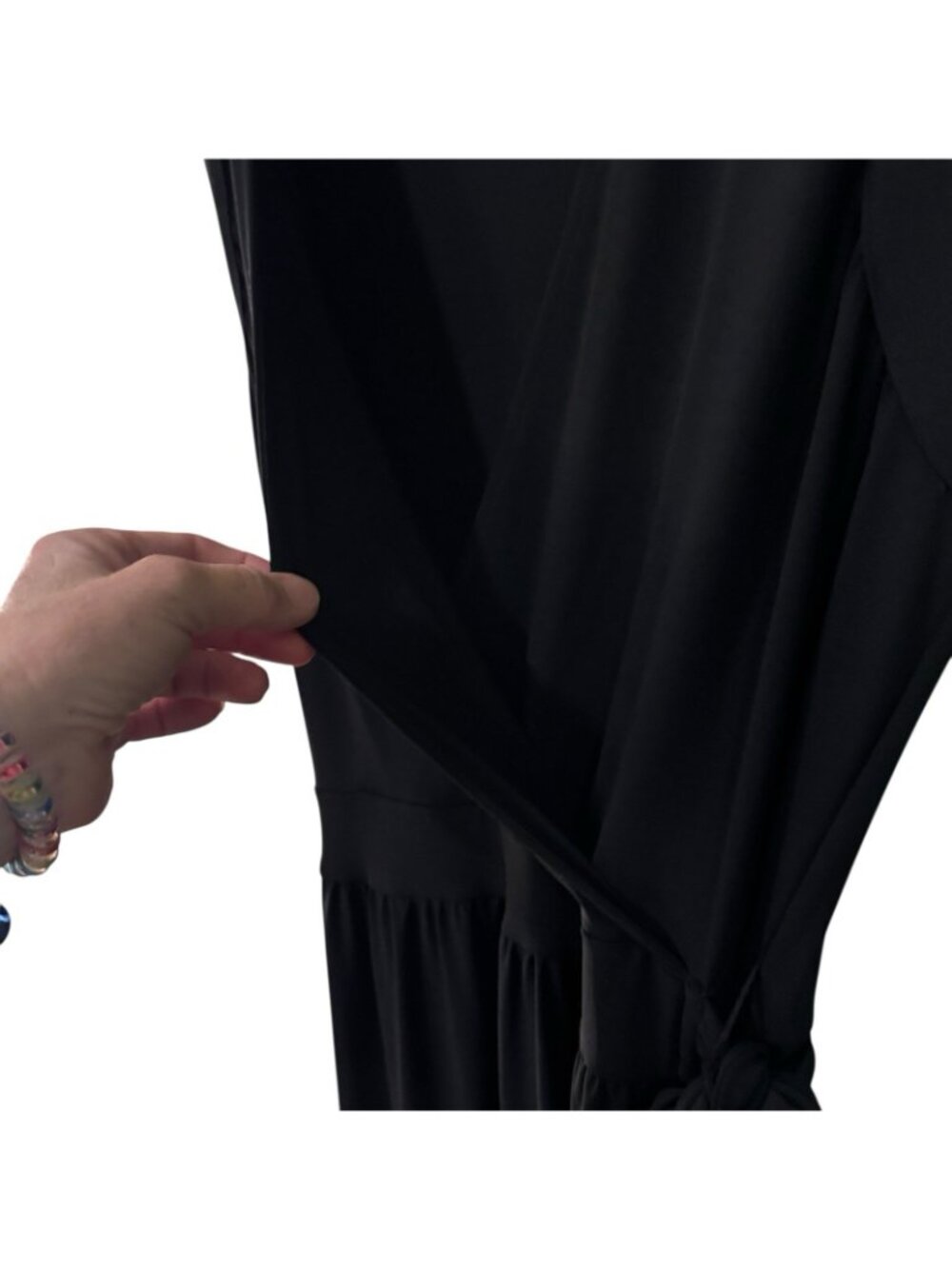 Balletcore Sleeveless Black Dress Women's M Faux Wrap Fit & Flare Minimalist - Picture 9 of 16